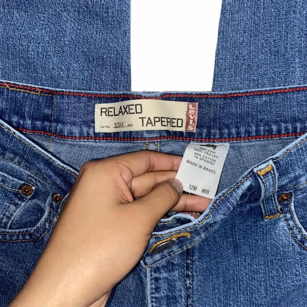 Vintage Levi's tapered straight leg denim jeans womens 12 Y2K 2000s grunge vibes - Picture 4 of 5